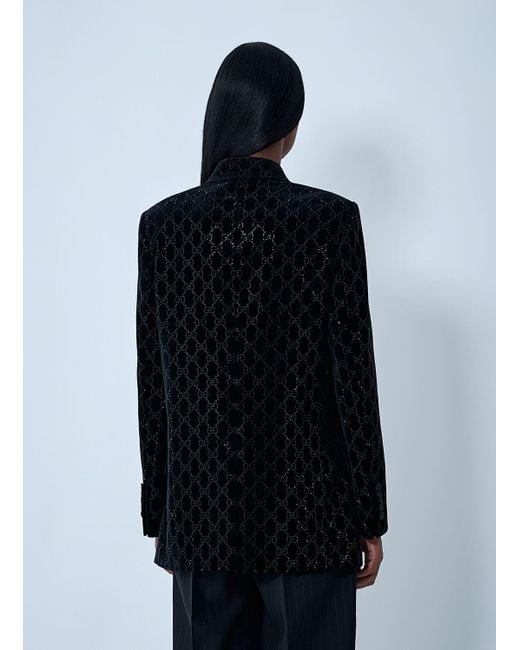 Gucci Blue Gg Velvet Blazer