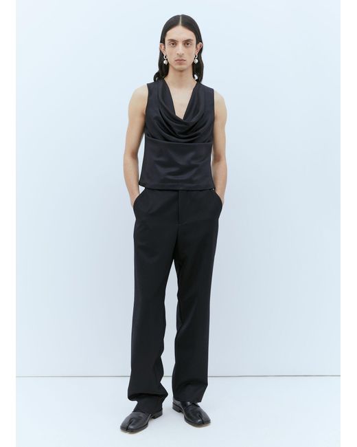 AARON ESH Blue Draped Wool Top for men