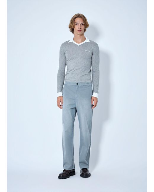 Miu Miu Blue Garment-Dyed Twill Pants