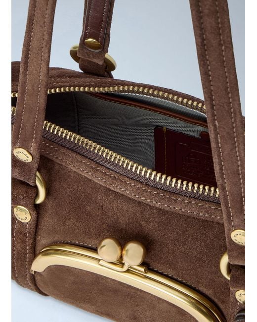 COACH Brown Kisslock Barrel Bag 28