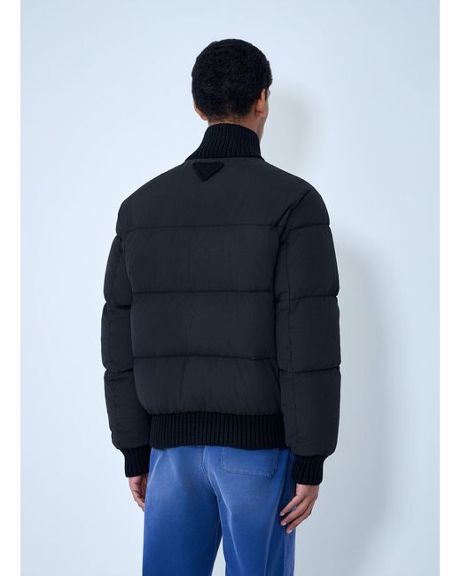 Prada Blue High-Neck Puffer Jacket for men
