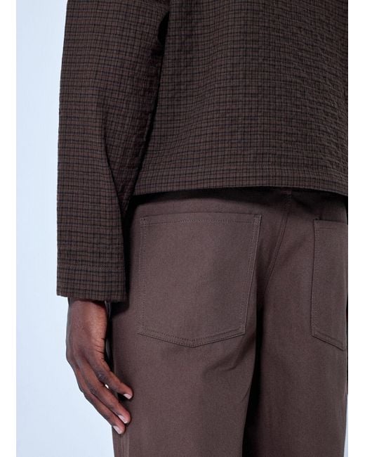 Moncler Brown Checked Zip-Up Jacket for men
