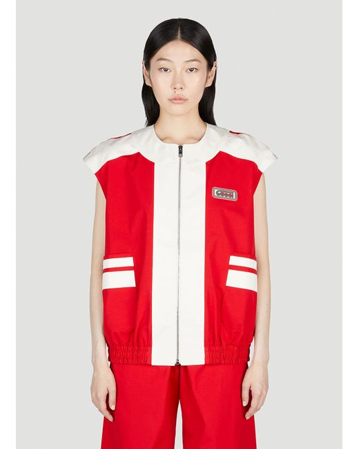 Gucci Red Logo Patch Gilet Track Jacket