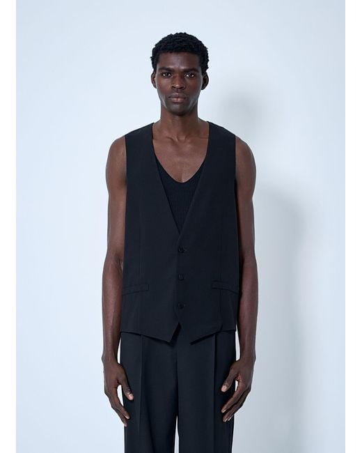 Saint Laurent Blue Silk Crepe Waistcoat for men
