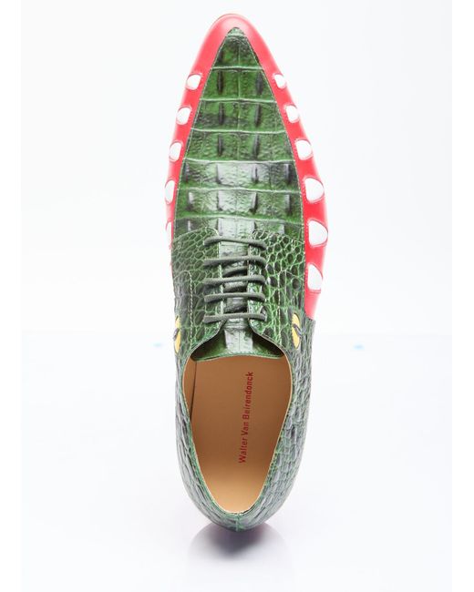 Walter Van Beirendonck Green Crocodile Lace-up Shoes for men