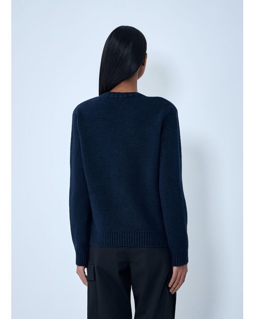 Moncler Blue Embroidered Logo Wool Sweater