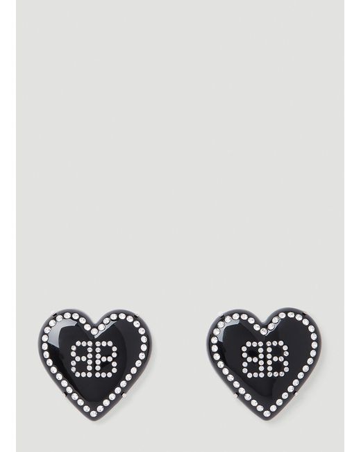 Balenciaga White Heart Logo Earrings