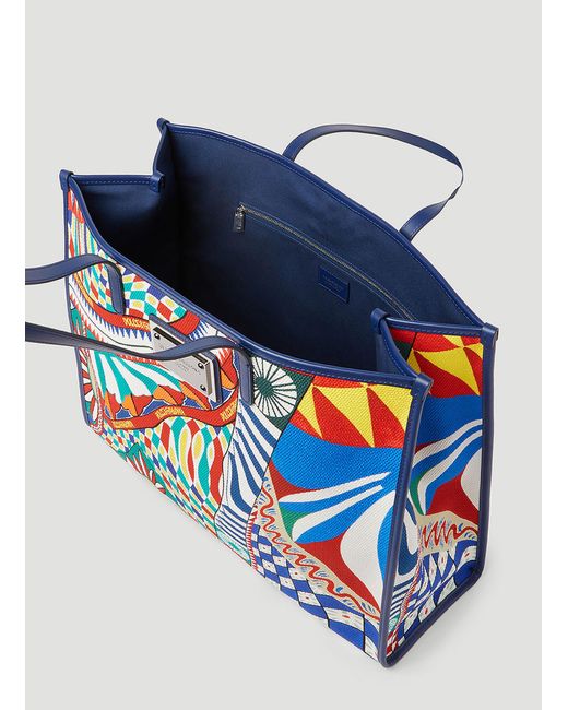 Dolce & Gabbana Blue Carretto Print Canvas Tote Bag