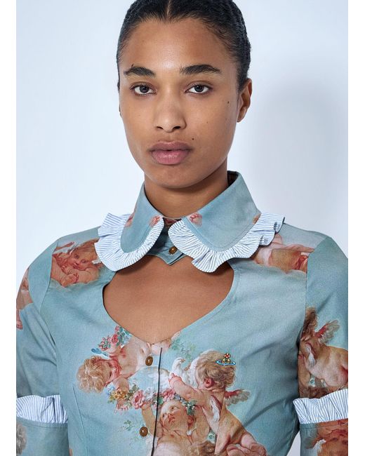 Vivienne Westwood Blue Toulouse Frill Shirt
