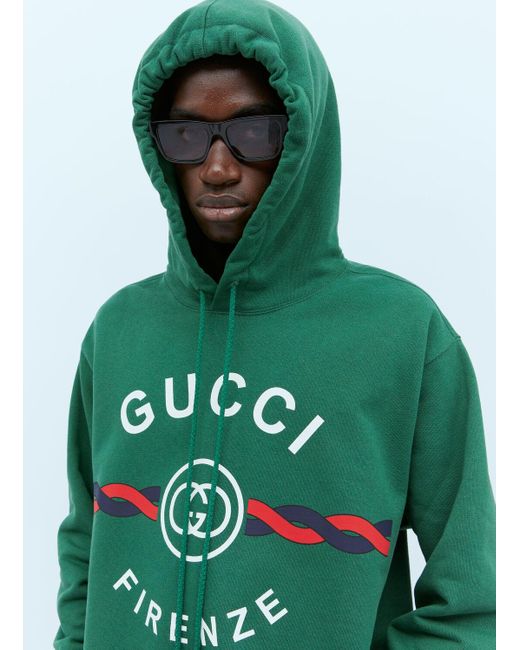Gucci Green Interlocking G Torchon Hooded Sweatshirt for men