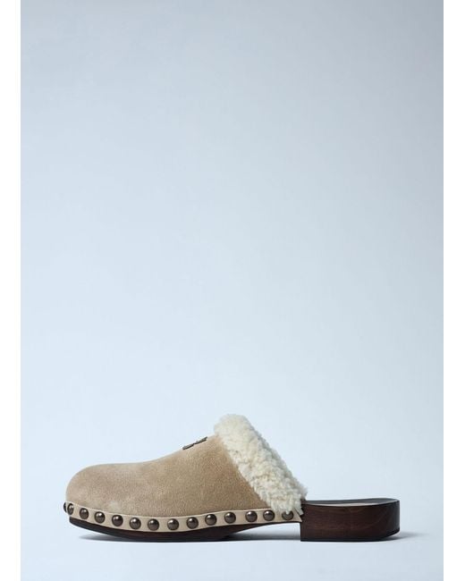 Miu Miu White Suede Clogs
