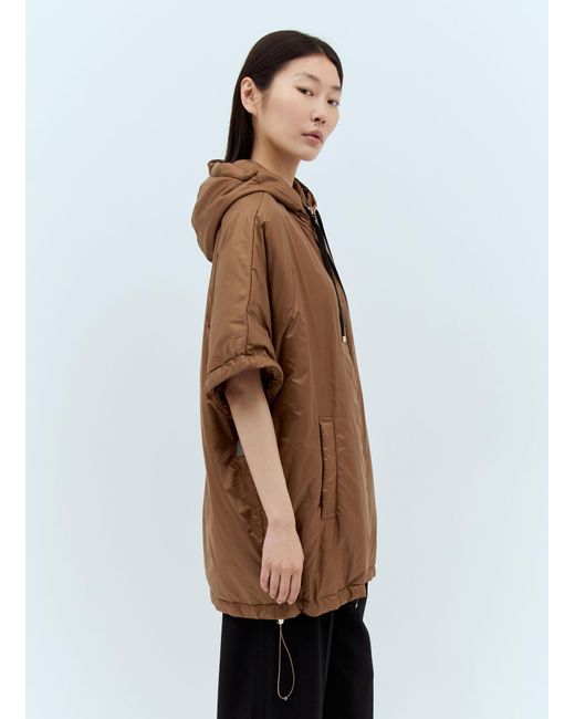 Max Mara Brown Water-Resistant Shell Hooded Jacket