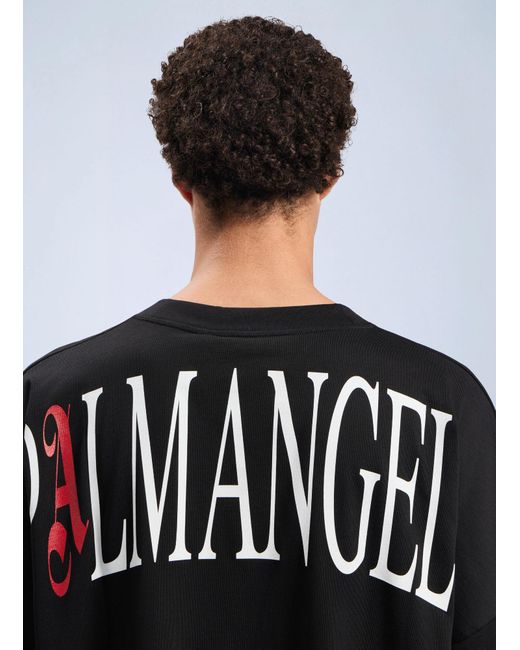 Palm Angels Black Flames Over T-Shirt for men
