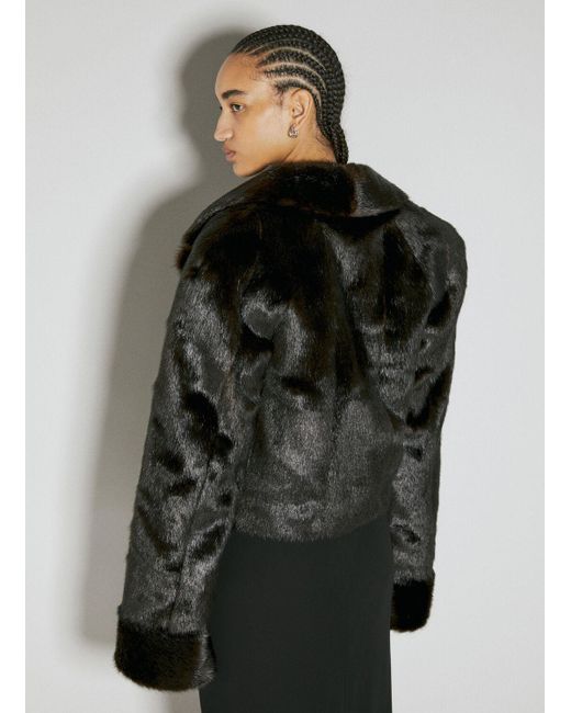 Saint Laurent Black Faux Fur Short Coat