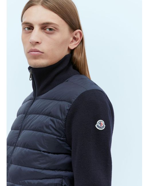 Moncler Blue Logo Patch Zip-Up Cardigan for men