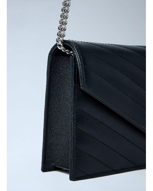 Saint Laurent Blue Cassandre Envelop Chain Wallet