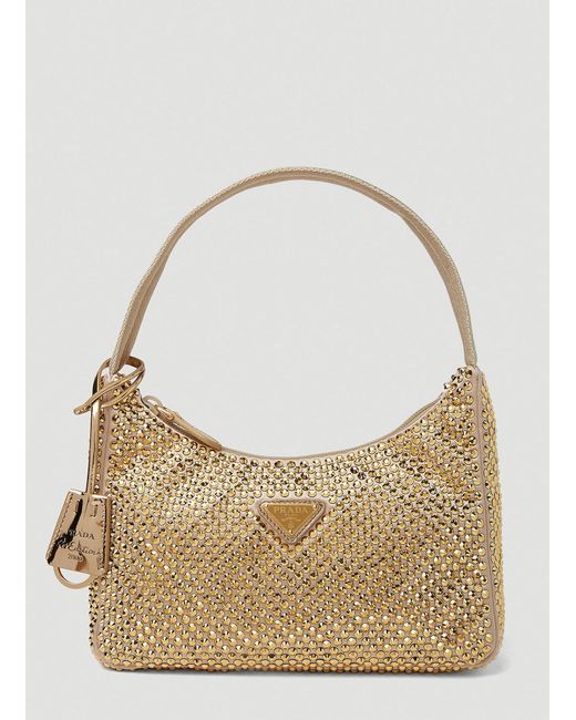 Prada Crystal Shoulder Bag in Natural Lyst