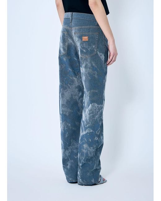 Alexander Wang Blue Low Rise Clouding Flocking Jeans