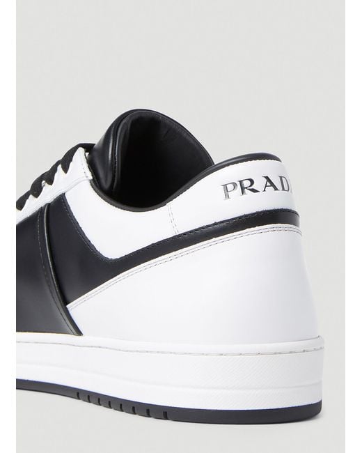 Prada White Triangle Logo Plaque Raffia Sneakers for men
