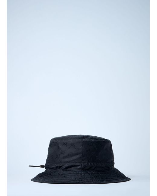 Gucci White Logo Motif Bucket Hat