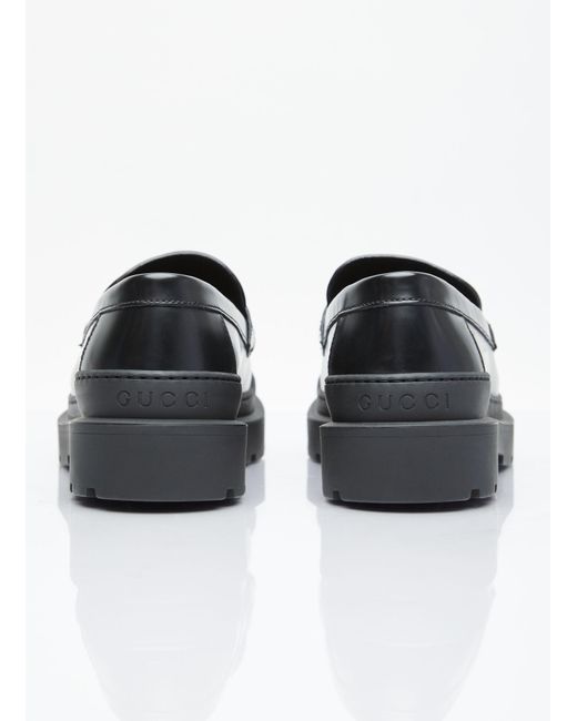 Gucci Black Interlocking G Leather Loafers for men