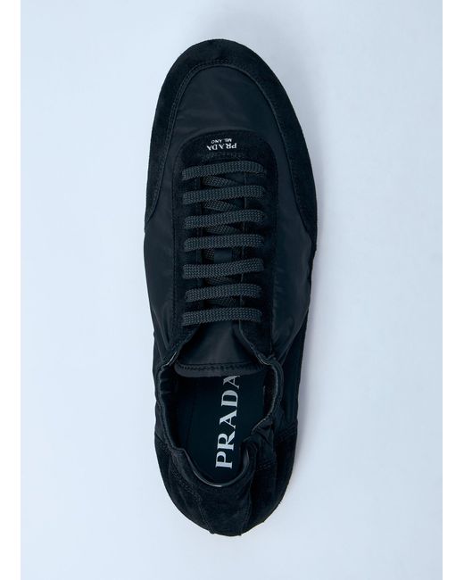 Prada Blue Collapse Re-Nylon And Suede Sneakers for men