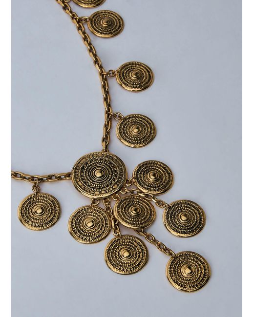 Saint Laurent Blue Metal Charm Necklace