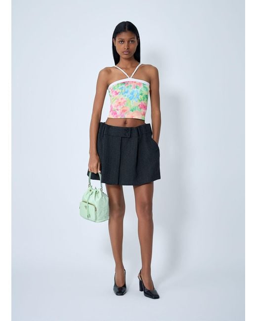 Prada White Rib Floral Print Top