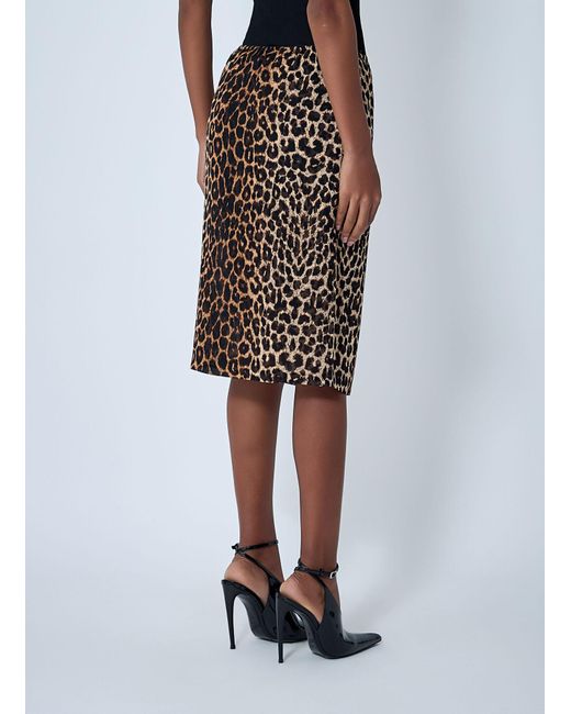 Saint Laurent Black Leopard Print Skirt