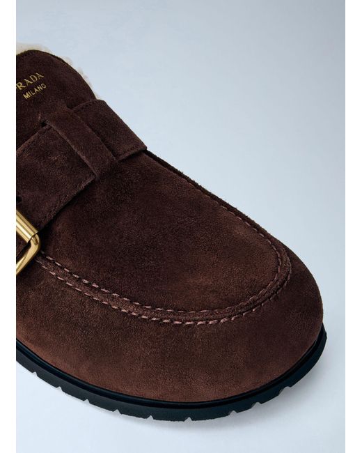 Prada White Suede Mules