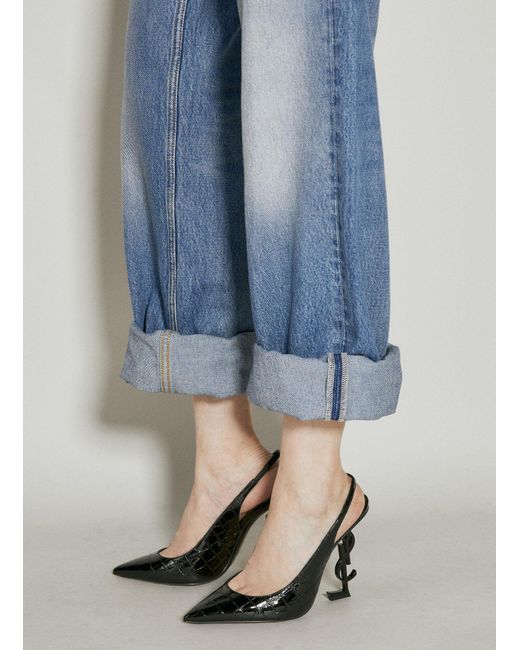 Saint Laurent Blue Opyum Slingback Pumps