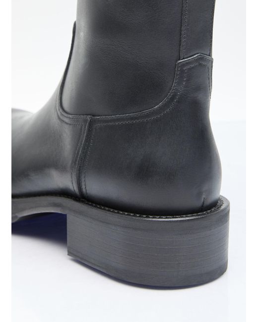 Acne Black Leather Waxed Boots for men