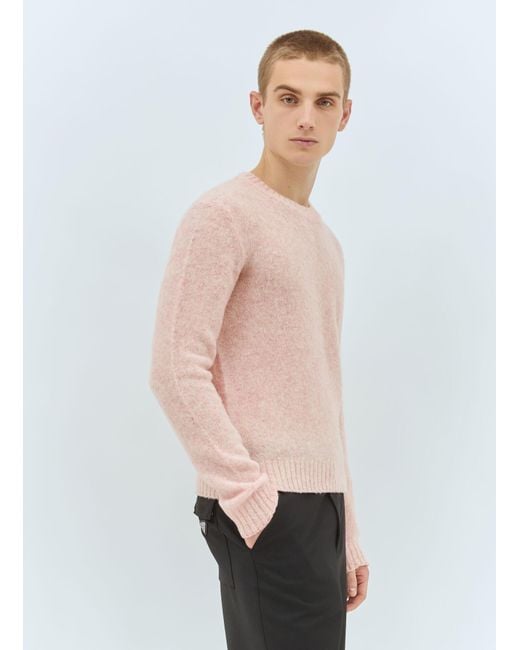 Prada Pink Shetland Wool Crewneck Sweater for men