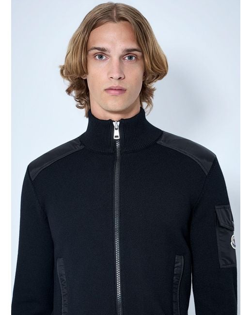 Moncler Blue Zip-Up High-Neck Sweater for men