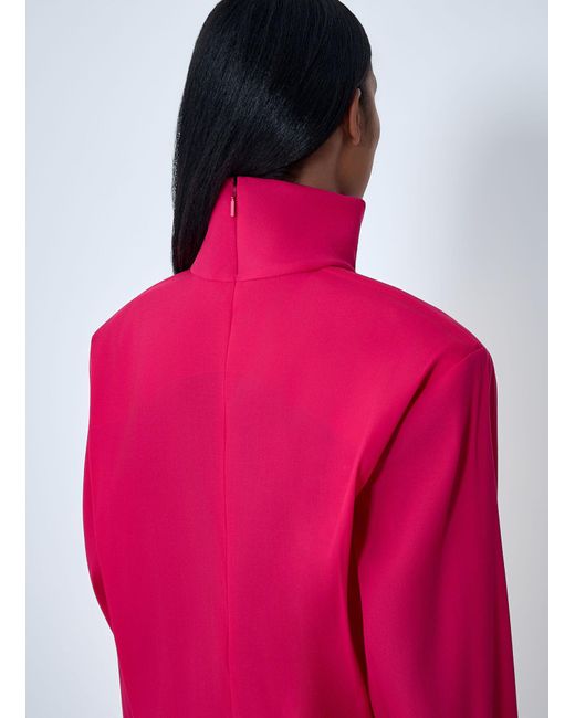 Saint Laurent Pink High Neck Long Sleeve Dress