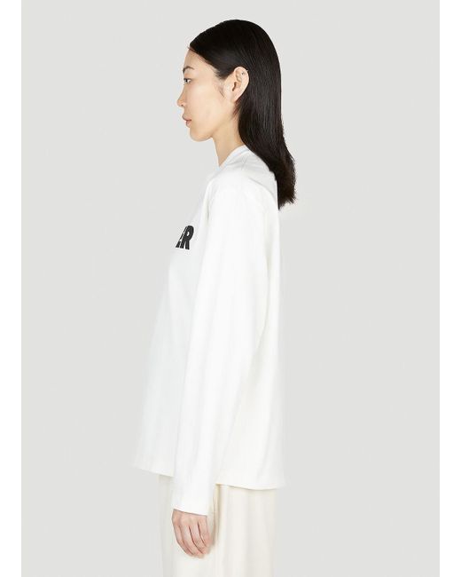 Jil Sander White Logo Print Long Sleeve T-shirt