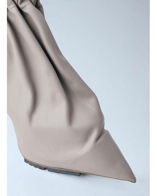 Rick Owens White Taquito Gathered Leather Ankle Boots