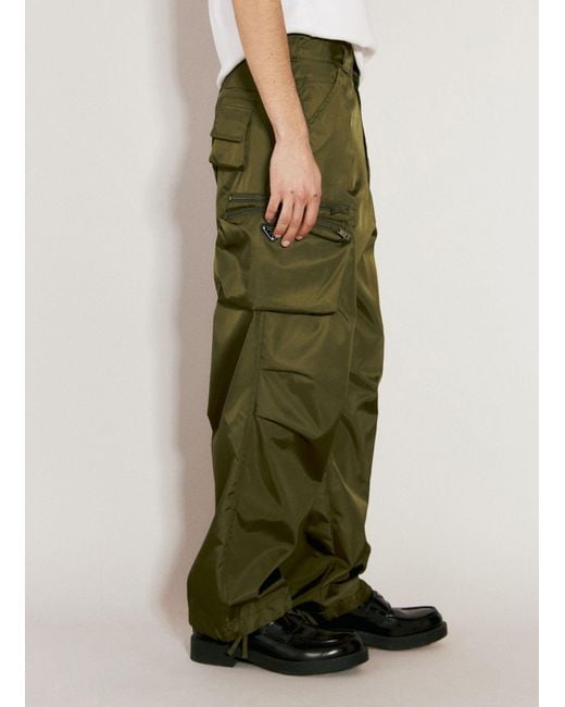 Prada Green Wide-Leg Cargo Trousers for men