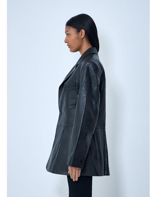 Alexander Wang Blue Leather Single-Breasted Blazer