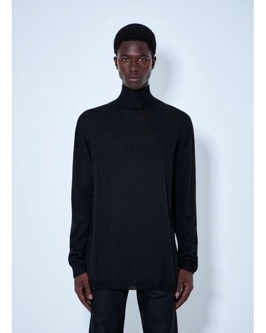 Rick Owens Blue Oversized Turtleneck Sweater for men
