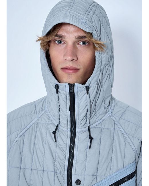 Stone Island Blue Quilted Hooded Jacket for men