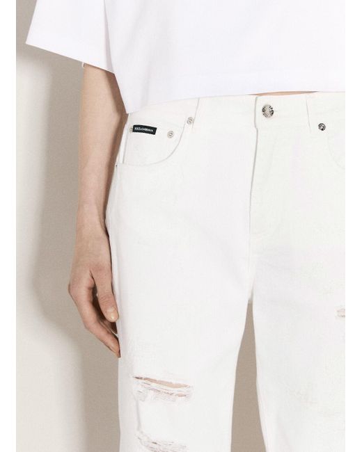 Dolce & Gabbana Natural Distressed Five-pocket Jeans