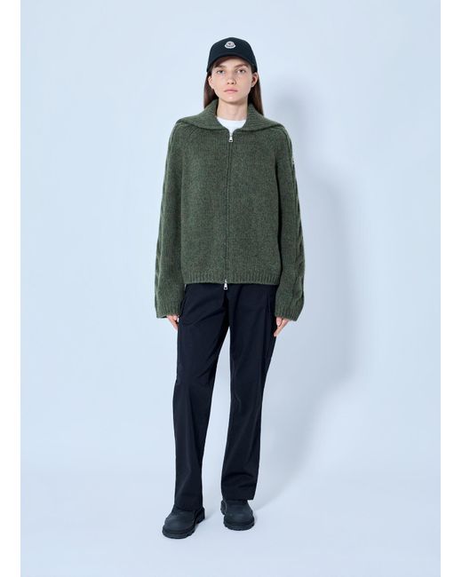 Moncler Green Zipped Knit Sweater