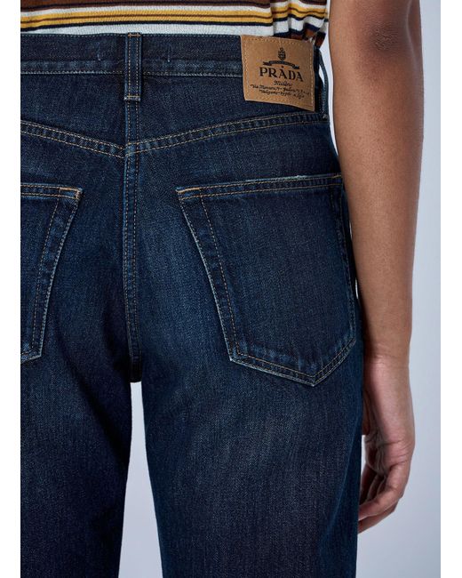 Prada Blue Straight-Leg Washed Denim Jeans