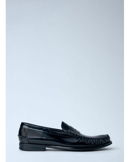 Prada Blue Brushed Leather Loafers for men