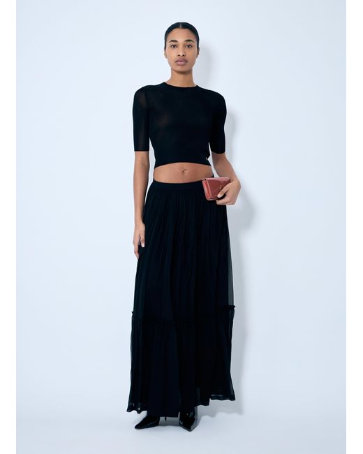 Saint Laurent Black Cropped Top With Cassandre