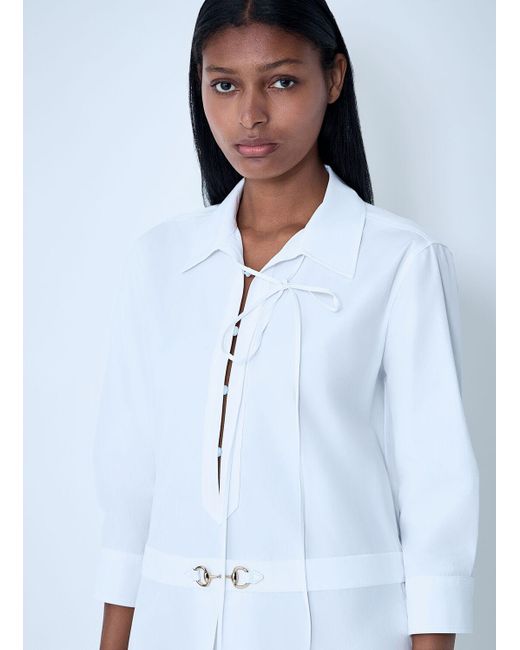 Gucci Blue Cotton Poplin Shirt With Horsebit Hardware