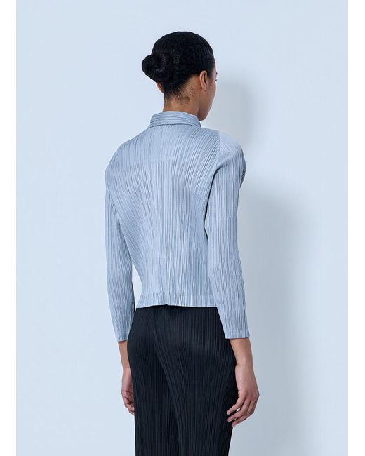 Pleats Please Issey Miyake Blue Structured Pleat Long Sleeve Shirt