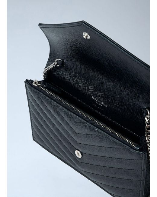 Saint Laurent Blue Cassandre Envelop Chain Wallet