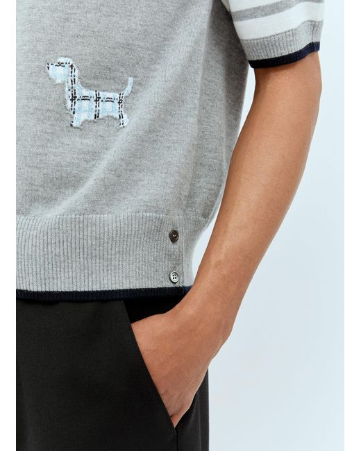 Thom Browne Gray Hector Icon Polo Shirt for men